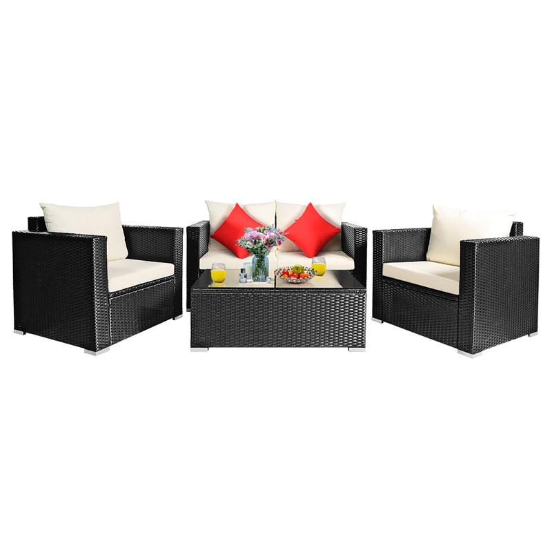 Contemporary Rattan Patio Furniture Set, Costway Outdoor Furniture