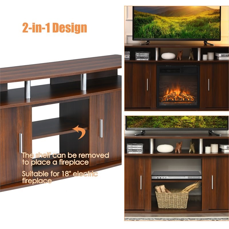 Costway TV Stand/Entertainment Center for TV's up to 70'' with 2 Cabinets Walnut