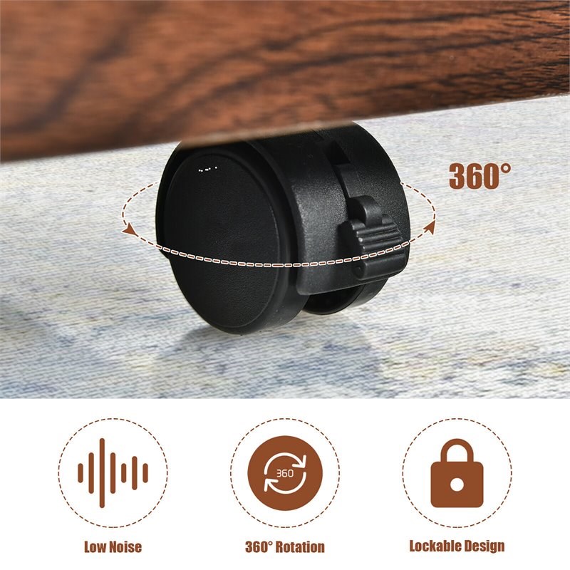 Costway 2drawer P2 Engineered Wood Rolling Mobile Filing in