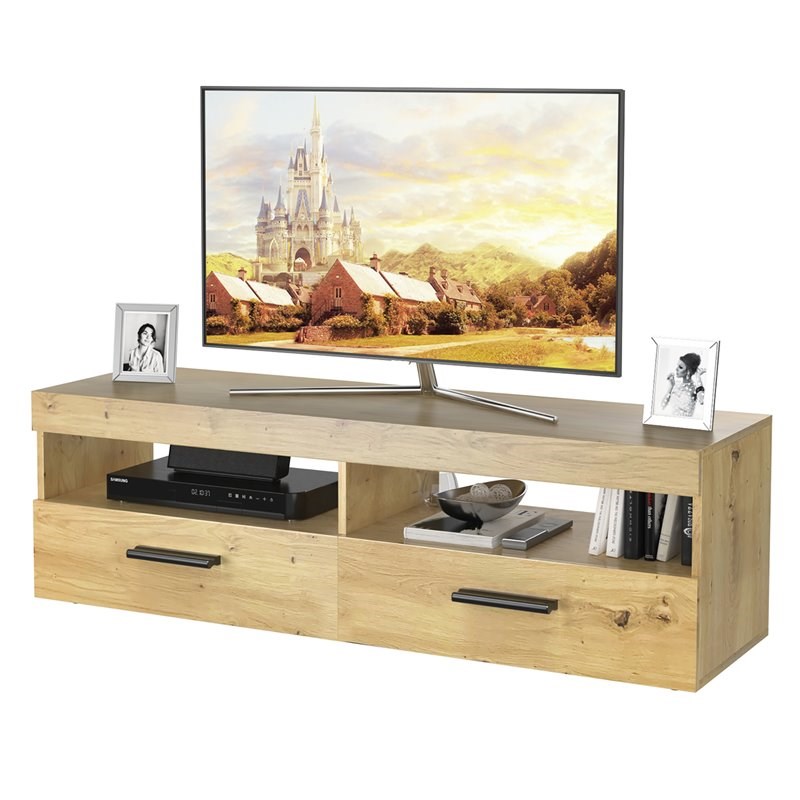 Costway TV Stand/Entertainment Center for TV's up to 60'' with 2 Drawers in Oak