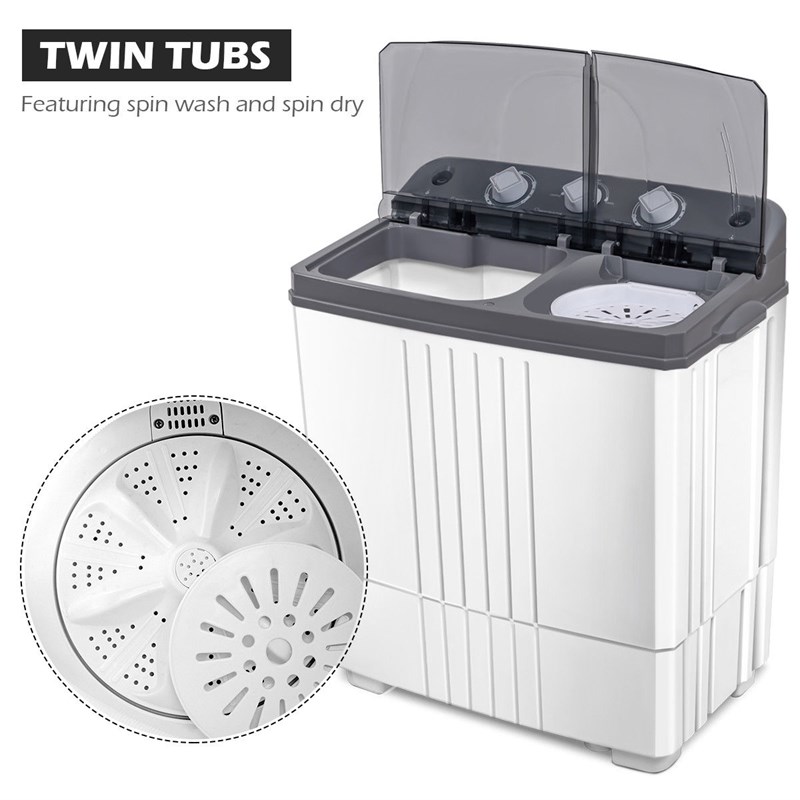 Portable Twin Tub 20Lbs Total Washing Machine Washer Spain spinner White Plastic