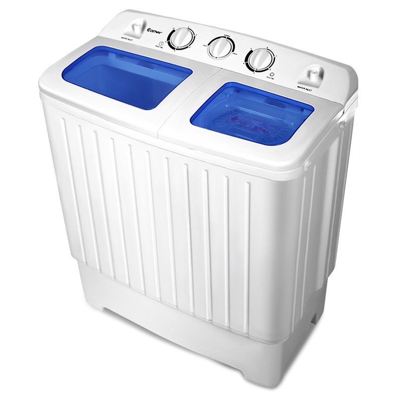 Portable Twin Tub 17.6lb Washing Machine Washer Spin Dryer White Plastic