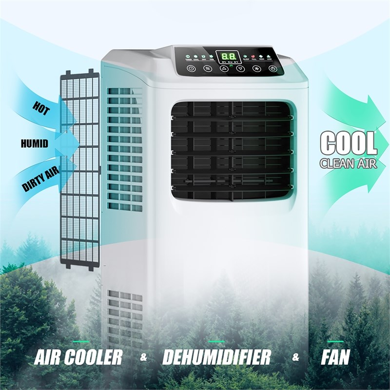 Portable  Air Conditioner Dehumidifier Remote  Function White Plastic