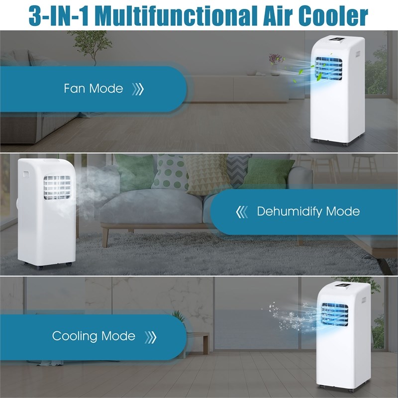 8000 BTU Air Conditioner & Dehumidifier Remote W/ Window Kit White Plastic