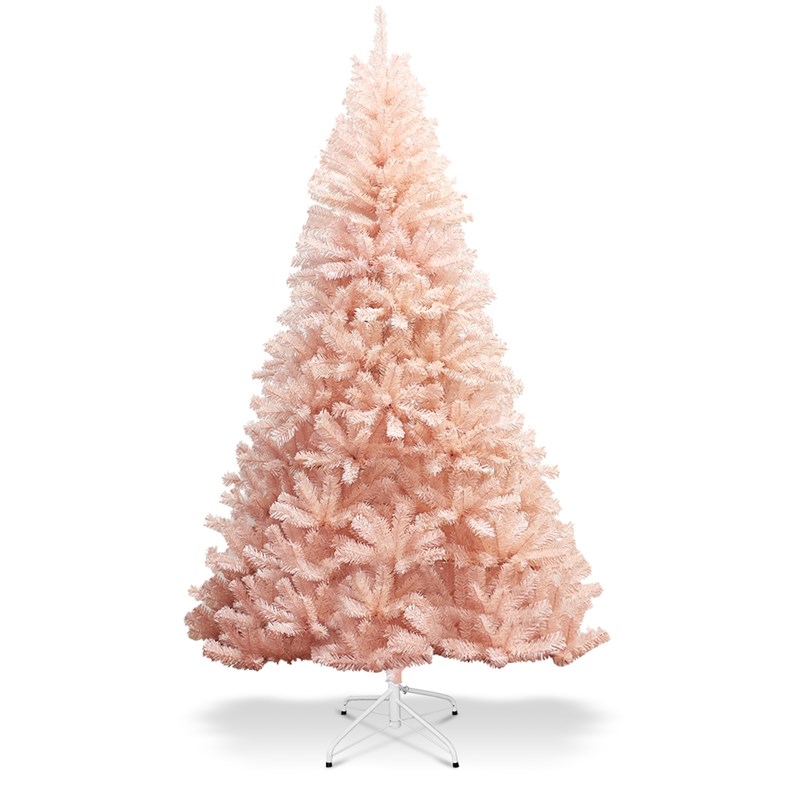 6ft Christmas Tree Hinged Full Fir Tree Metal Metal Season Pink