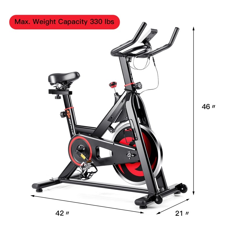 Stationary Exercise Magnetic Cycling Bike 30Lbs Flywheel Home Gym Black Metal