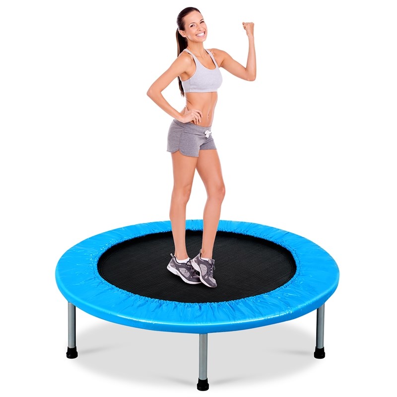 38'' Rebounder Trampoline Adults and Kids Exercise w/ Padding Blue Steel