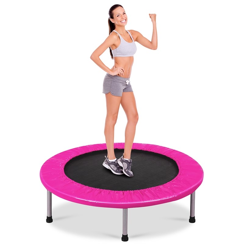 38'' Rebounder Trampoline Adults and Kids Exercise Workout w/Padding Pink Metal