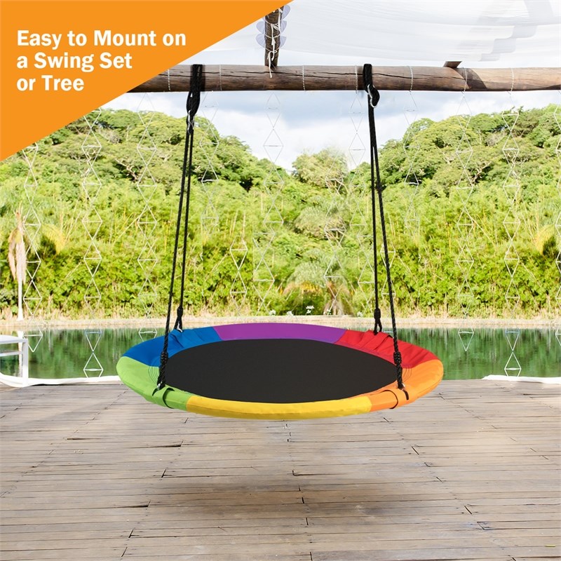 40'' Flying Saucer Tree Swing Indoor Outdoor Play Set for Kids Colorful Fabric
