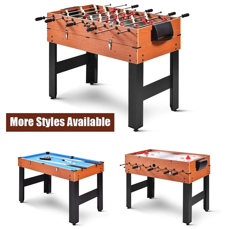 48'' 3-In-1 Multi Combo Game Table Soccer Billiards Hockey For Kids Orange Wood
