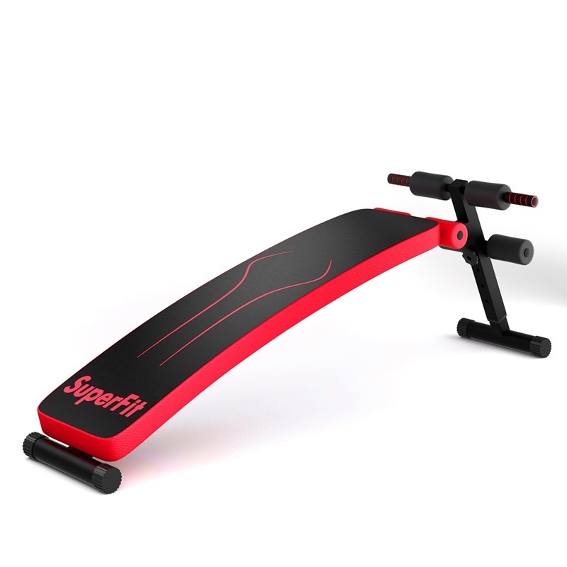 SuperFit Folding Weight Bench Adjustable Sit-up Board Slant Bench Red Leather