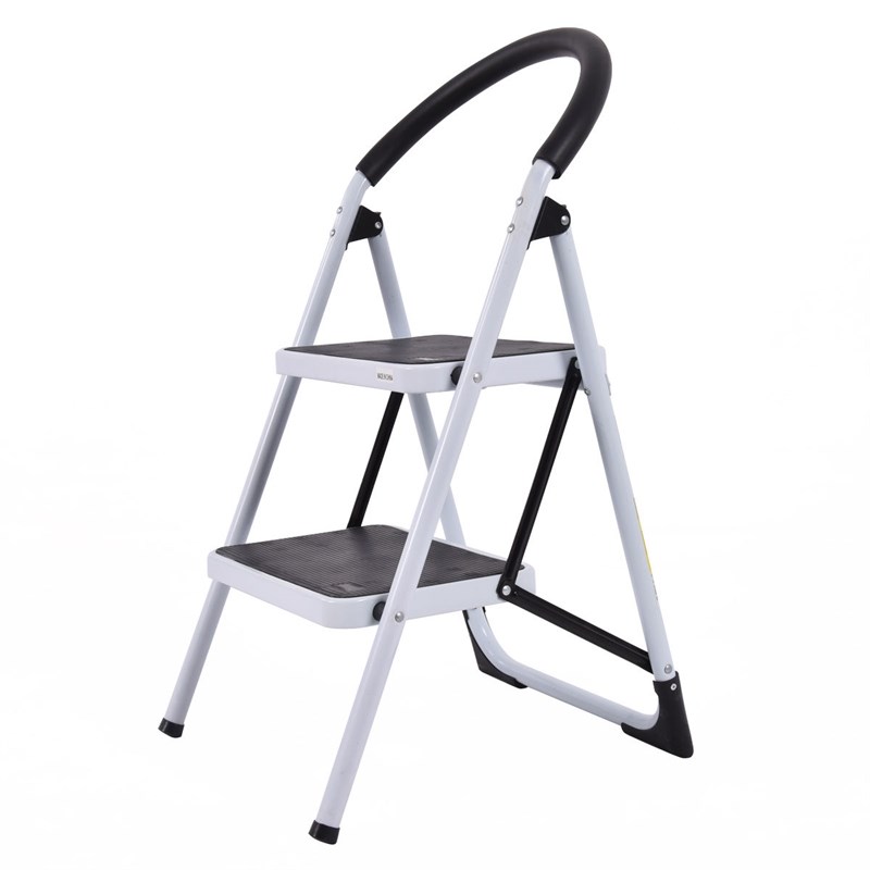 2 Step Ladder Folding Stool Heavy Duty 330Lbs Capacity Lightweight White