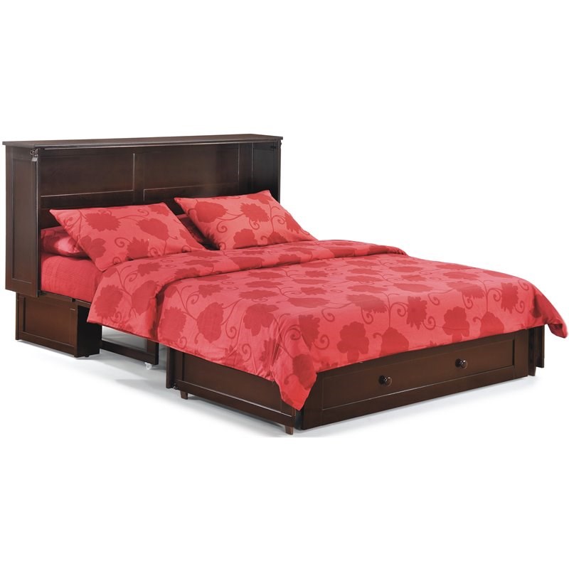 Night and Day Furniture Clover Murphy Cabinet Bed w/Mattress in Chocolate