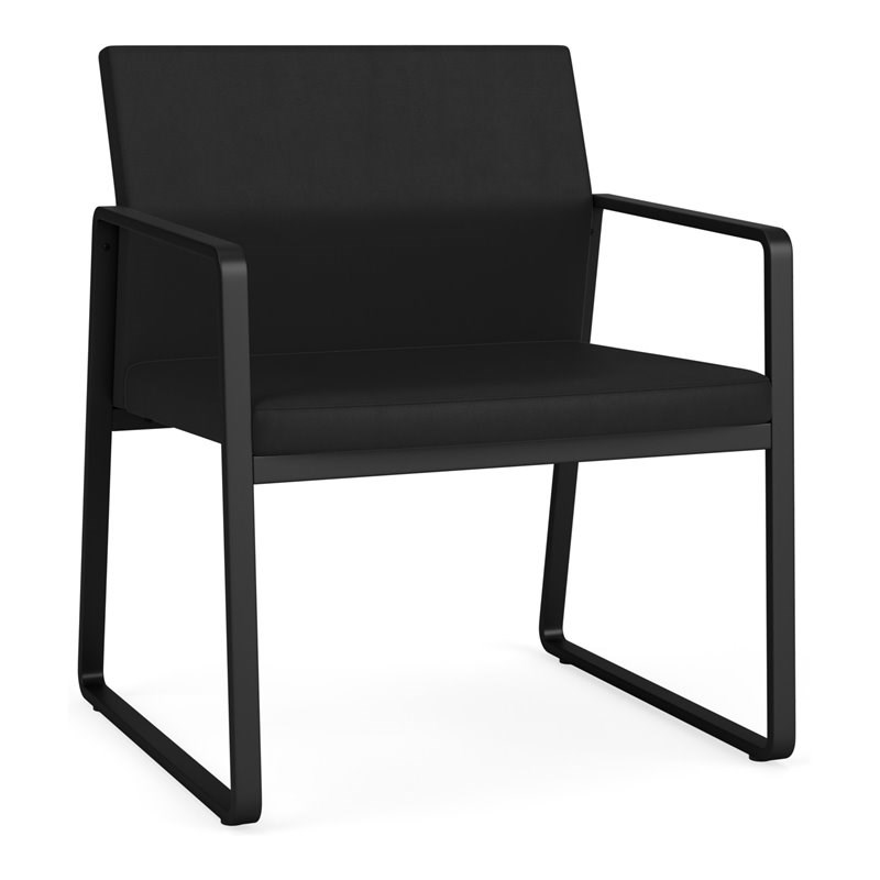 Lesro Gansett Polyurethane Oversize Guest Chair in Black/Castillo Black