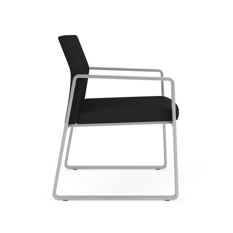 Lesro Gansett Polyurethane Oversize Guest Chair in Silver/Castillo Black