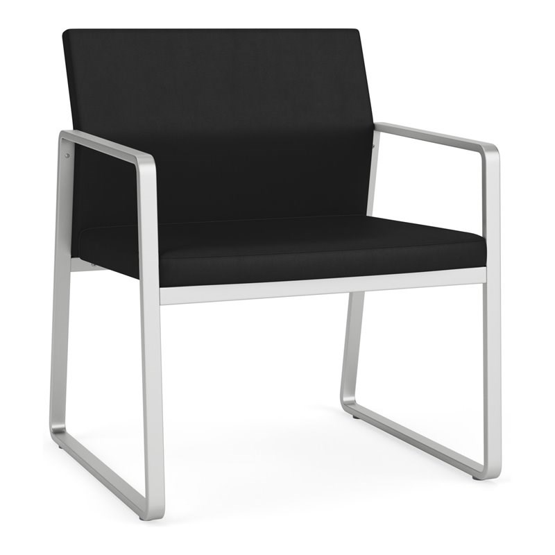 Lesro Gansett Polyurethane Oversize Guest Chair in Silver/Castillo Black