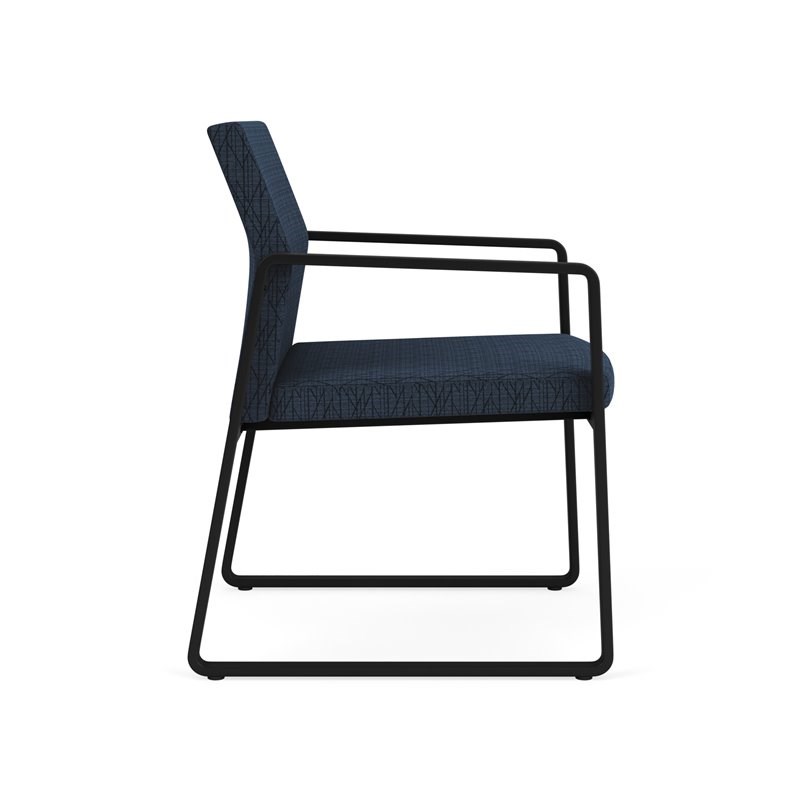 Lesro Gansett Modern Fabric Guest Chair in Black/Adler Midnight Sky
