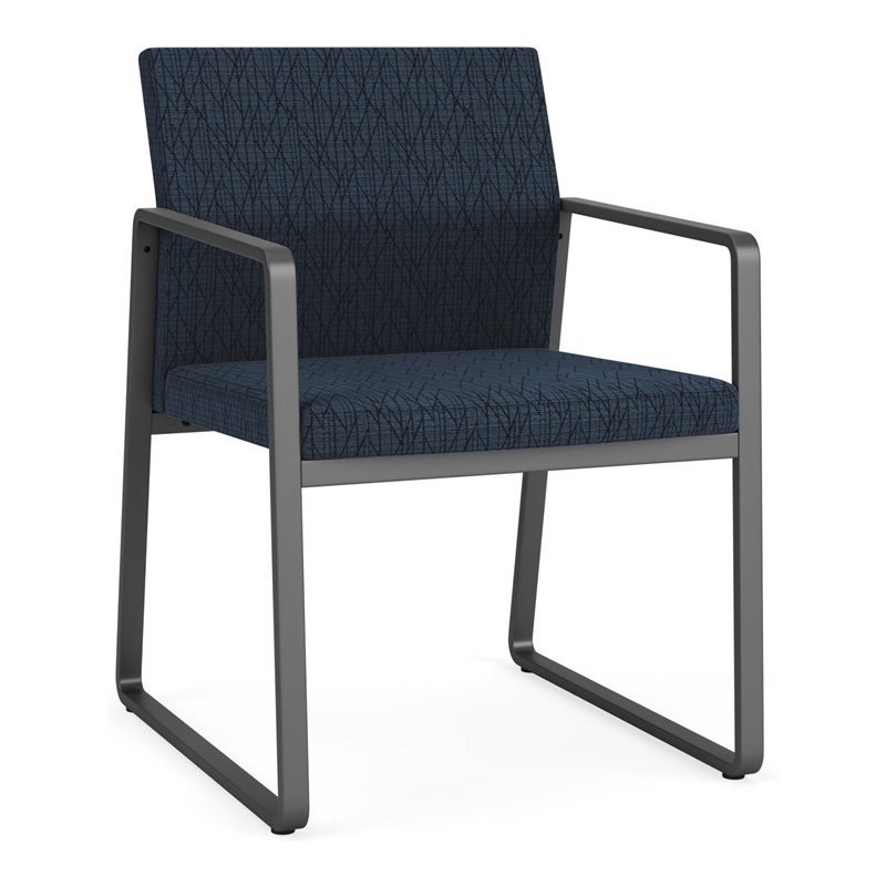 Lesro Gansett Modern Fabric Guest Chair in Charcoal/Adler Midnight Sky