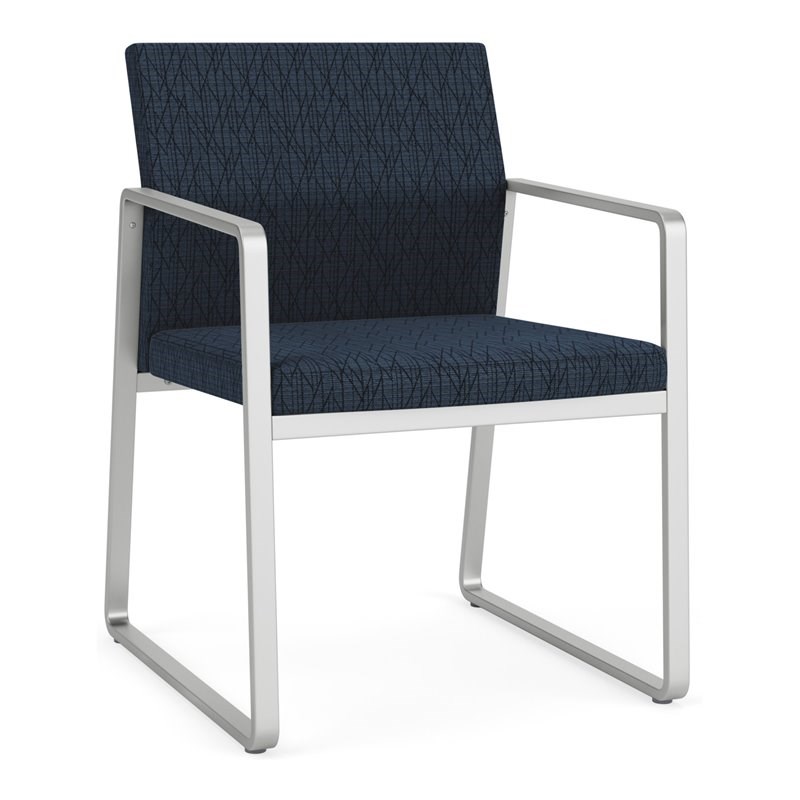 Lesro Gansett Modern Fabric Guest Chair in Silver/Adler Midnight Sky