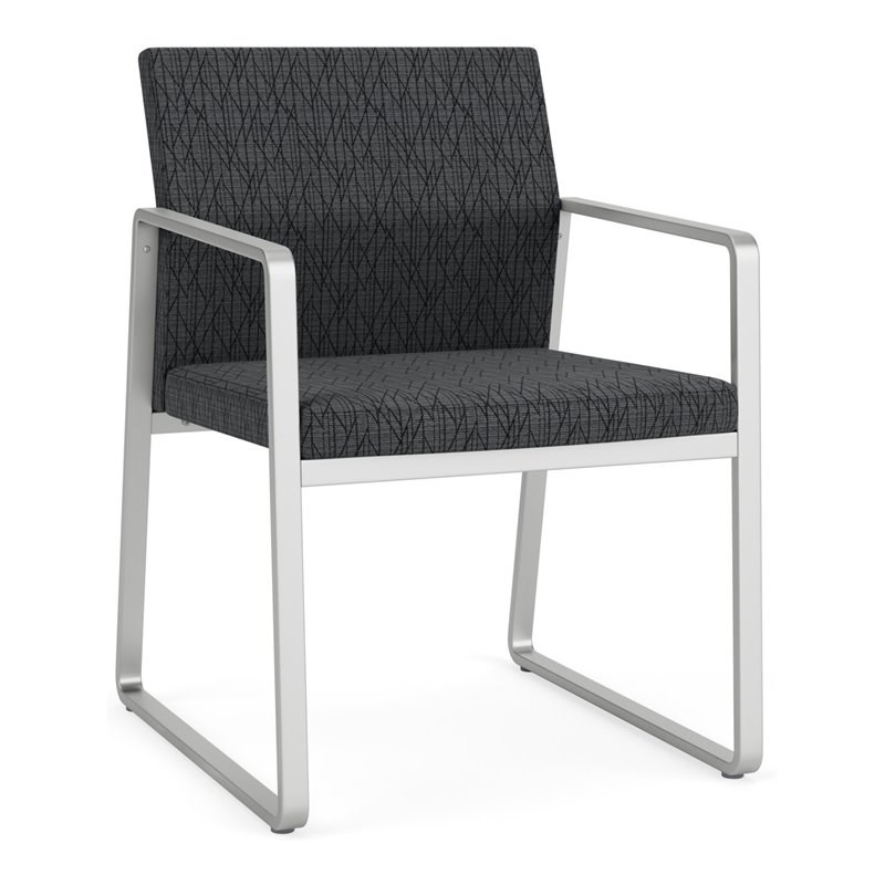 Lesro Gansett Modern Fabric Guest Chair in Silver/Adler Nocturnal