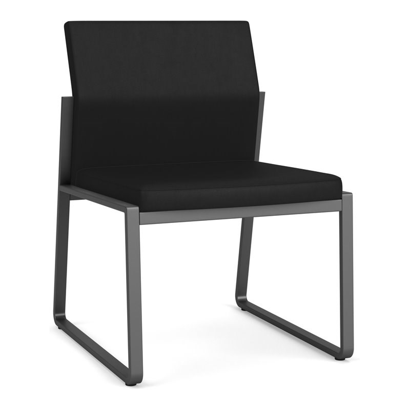 Lesro Gansett Polyurethane Armless Guest Chair in Charcoal/Castillo Black