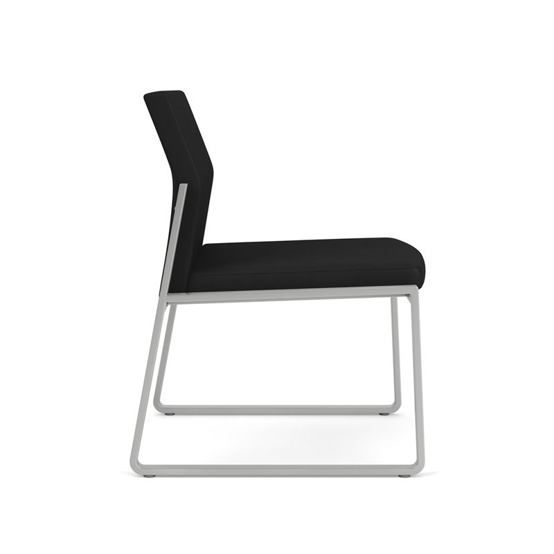 Lesro Gansett Polyurethane Armless Guest Chair in Silver/Castillo Black