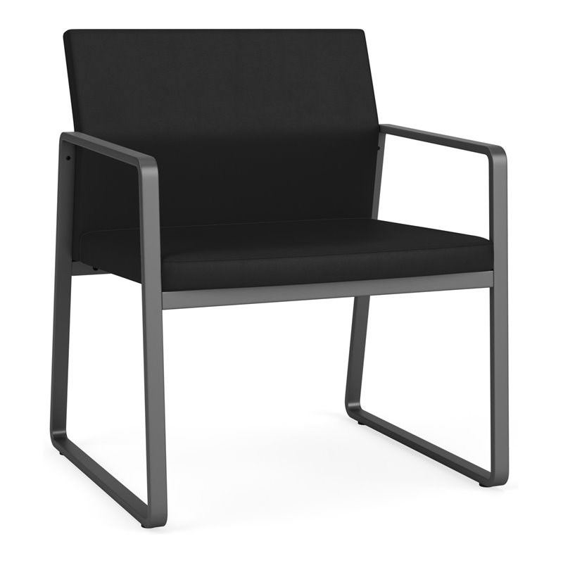 Lesro Gansett Polyurethane Oversize Guest Chair in Charcoal/Castillo Black