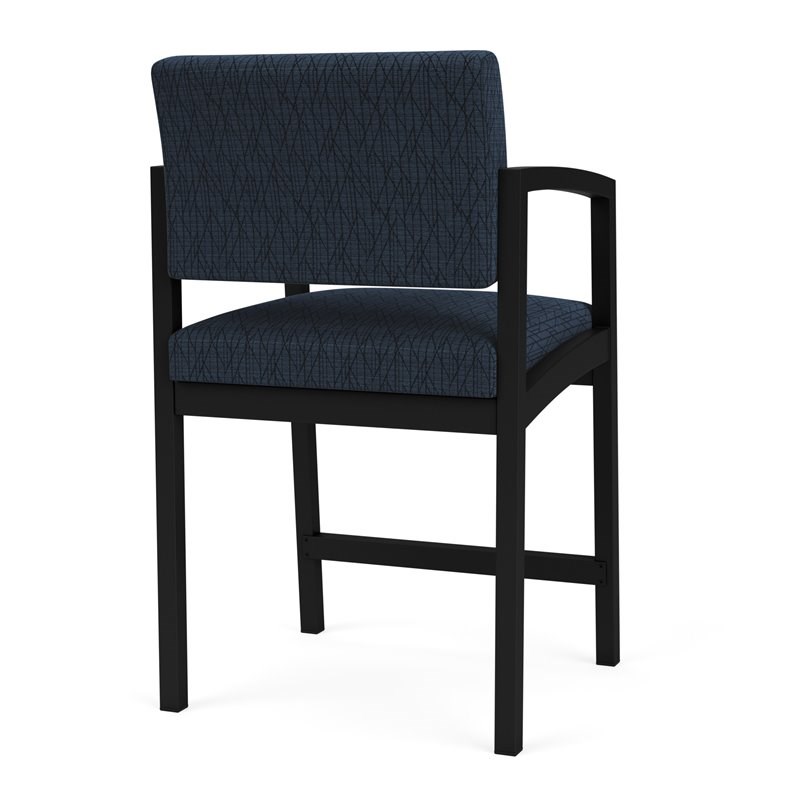 Lesro Lenox Steel Modern Fabric Hip Chair in Black/Adler Midnight Sky