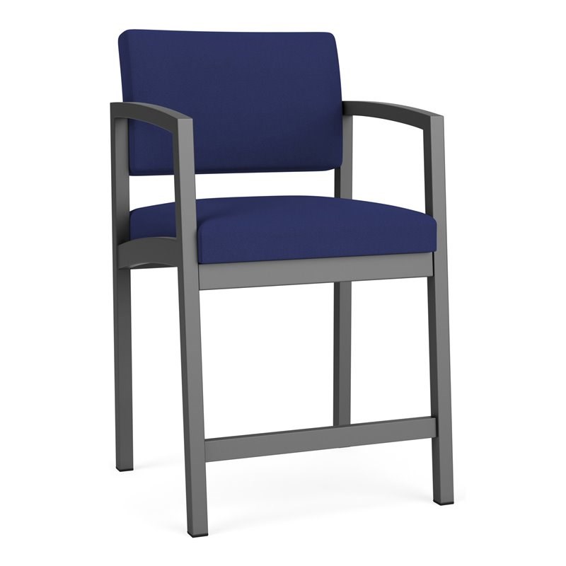 Lesro Lenox Steel Modern Fabric Hip Chair in Charcoal/Open House Cobalt