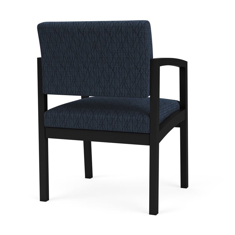 Lesro Lenox Steel Modern Fabric Guest Chair in Black/Adler Midnight Sky