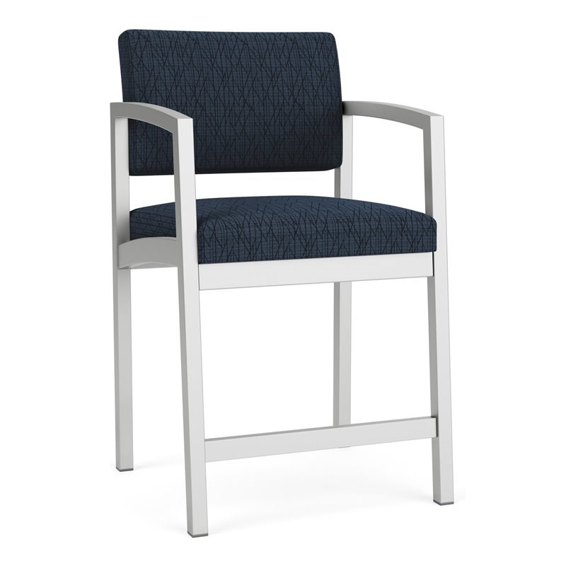 Lesro Lenox Steel Modern Fabric Hip Chair in Silver/Adler Midnight Sky
