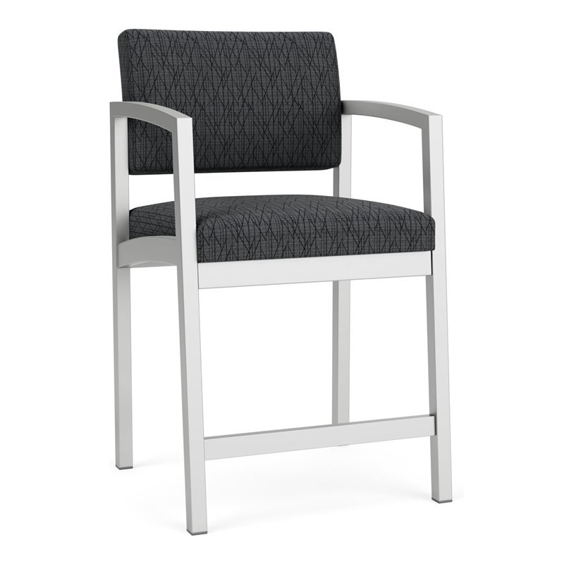Lesro Lenox Steel Modern Fabric Hip Chair in Silver/Adler Nocturnal