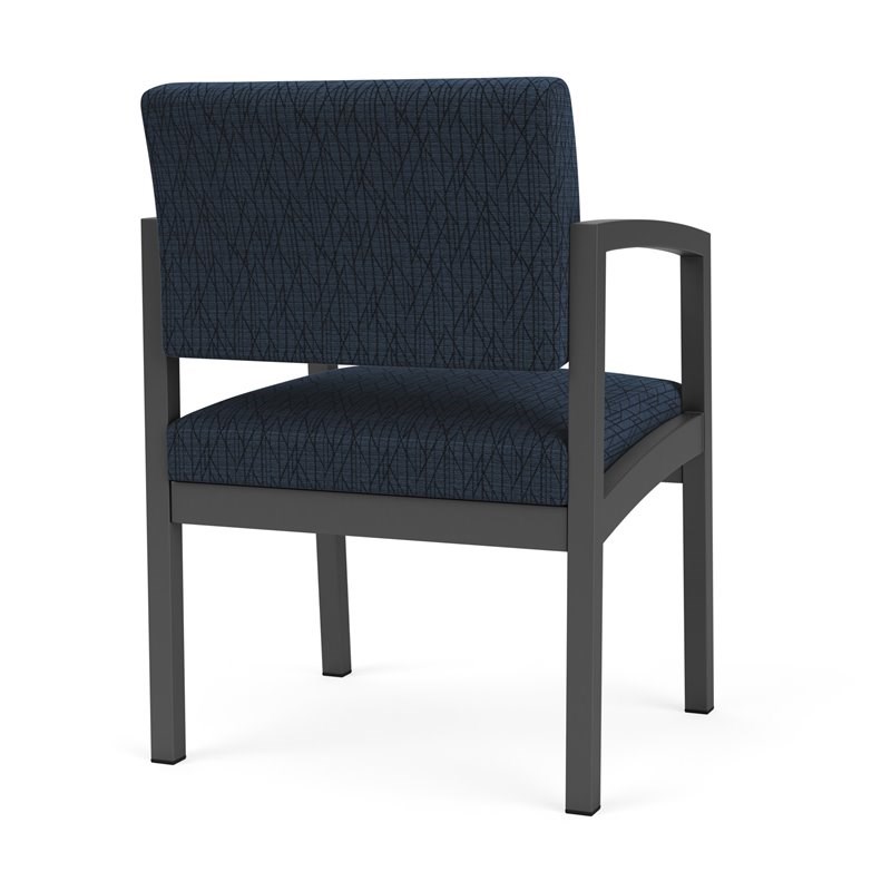 Lesro Lenox Steel Modern Fabric Guest Chair in Charcoal/Adler Midnight Sky