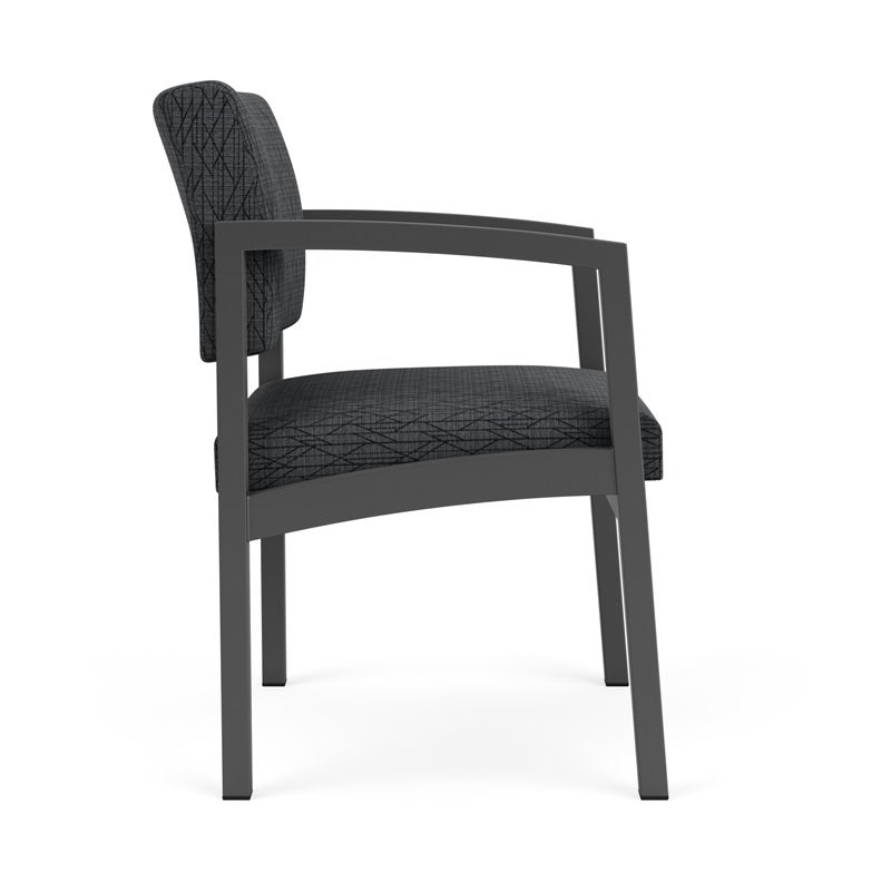 Lesro Lenox Steel Modern Fabric Guest Chair in Charcoal/Adler Nocturnal