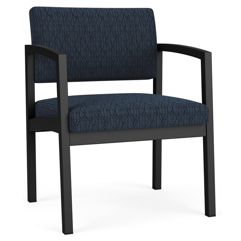 Lesro Lenox Steel Fabric Oversize Guest Chair in Black/Adler Midnight Sky