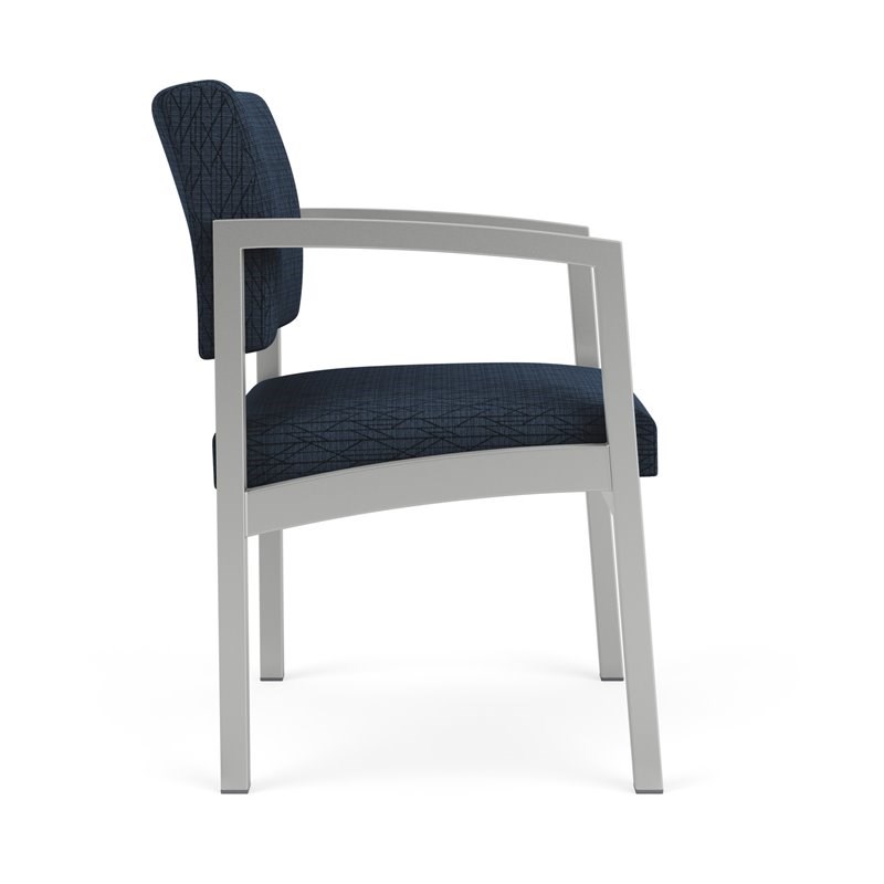 Lesro Lenox Steel Modern Fabric Guest Chair in Silver/Adler Midnight Sky