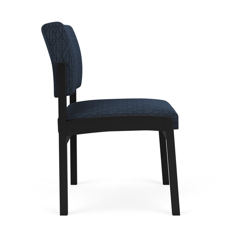 Lesro Lenox Steel Fabric Armless Guest Chair in Black/Adler Midnight Sky