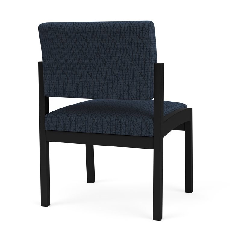 Lesro Lenox Steel Fabric Armless Guest Chair in Black/Adler Midnight Sky