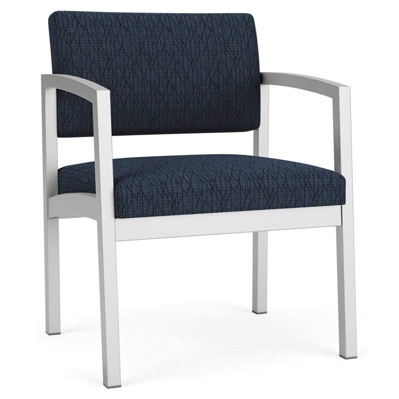 Lesro Lenox Steel Fabric Oversize Guest Chair in Silver/Adler Midnight Sky