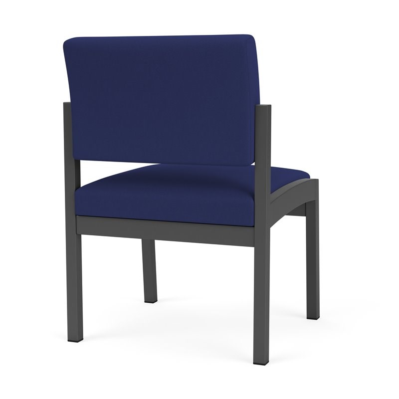 Lesro Lenox Steel Fabric Armless Guest Chair in Charcoal/Open House Cobalt