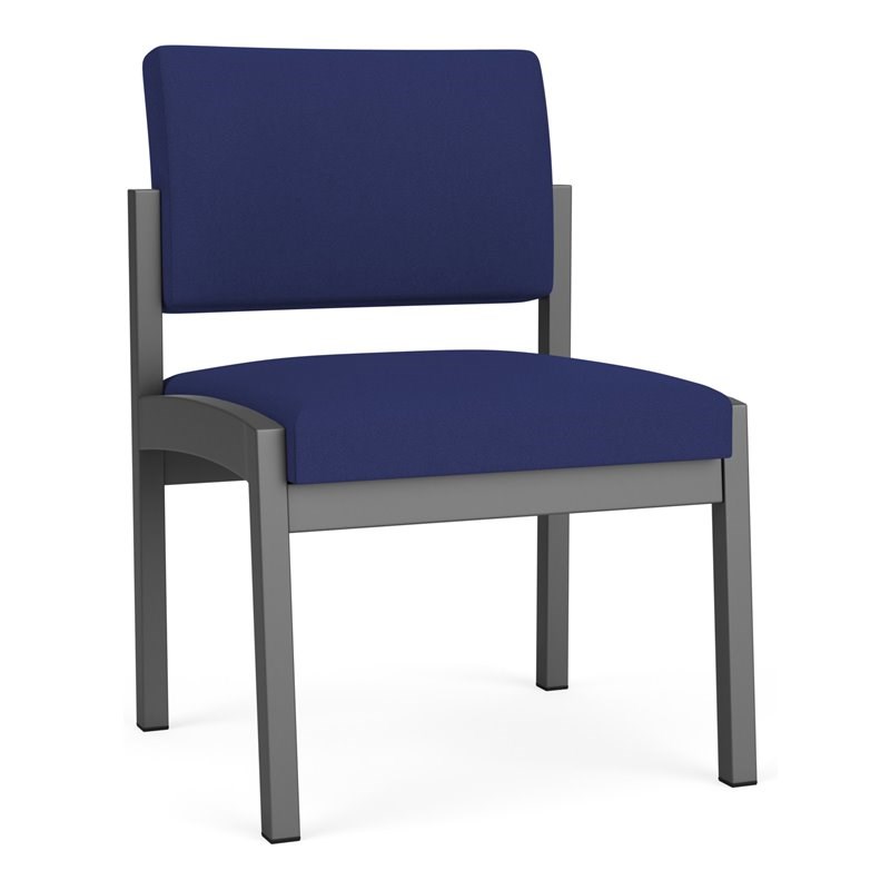 Lesro Lenox Steel Fabric Armless Guest Chair in Charcoal/Open House Cobalt
