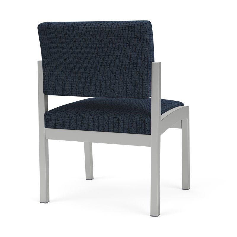 Lesro Lenox Steel Fabric Armless Guest Chair in Silver/Adler Midnight Sky