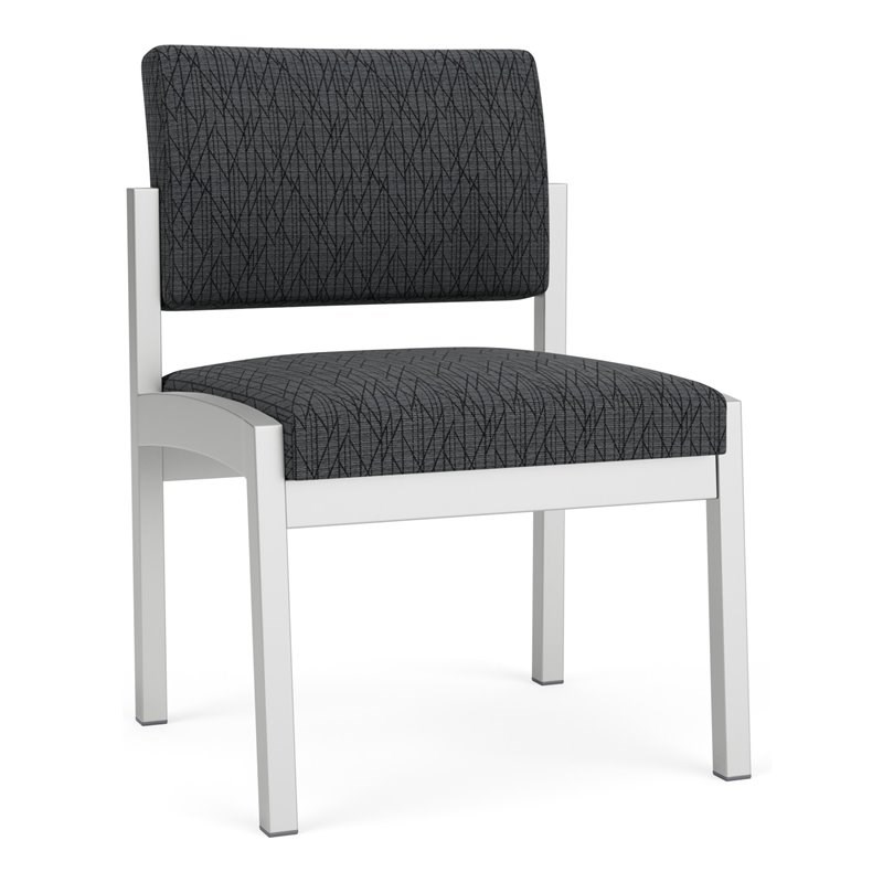Lesro Lenox Steel Fabric Armless Guest Chair in Silver/Adler Nocturnal