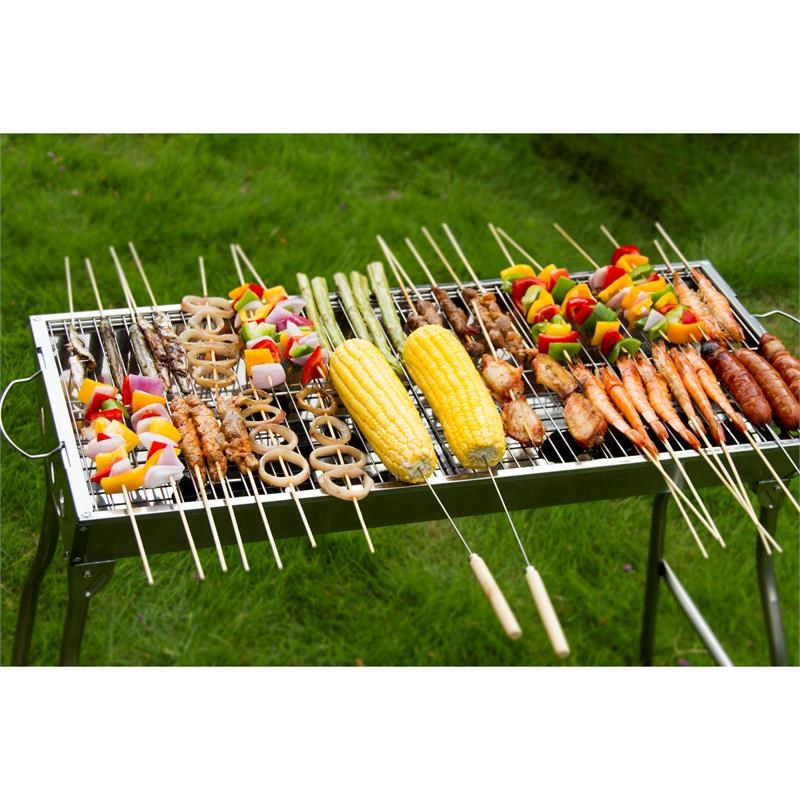 28.8 inches Portable Charcoal BBQ Grill in Stainless Steel