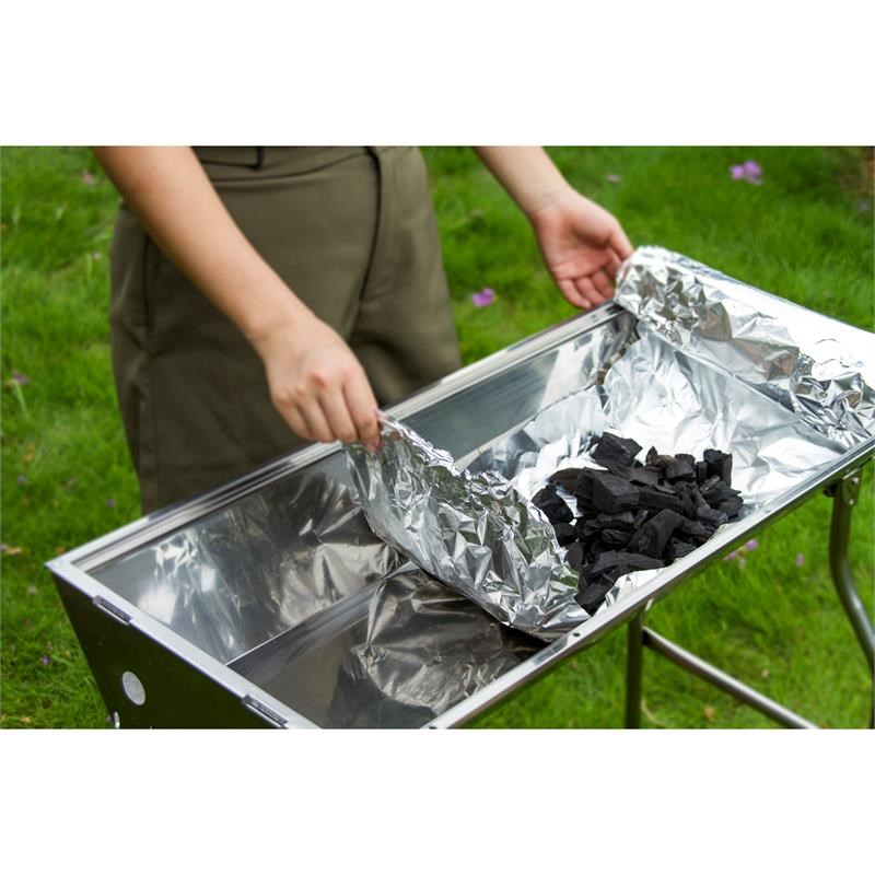 28.8 inches Portable Charcoal BBQ Grill in Stainless Steel