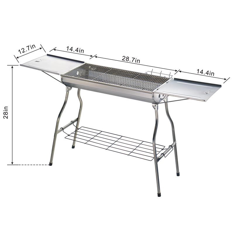 28.8 inches Portable Charcoal BBQ Grill with Side Shelf