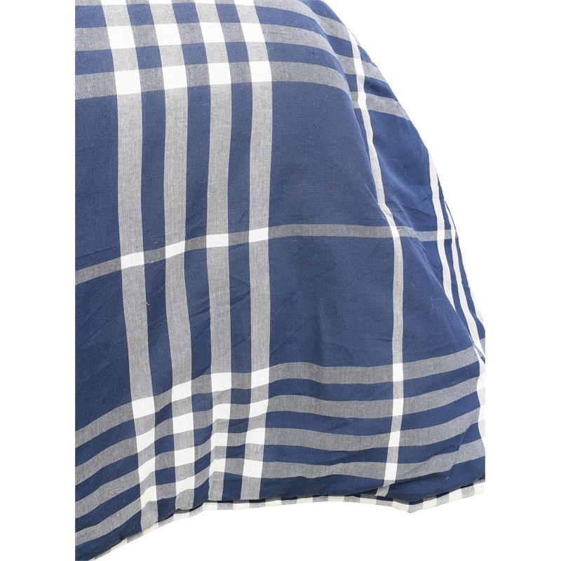 Banbury Plaid Navy and Ivory Cotton Queen Comforter Set