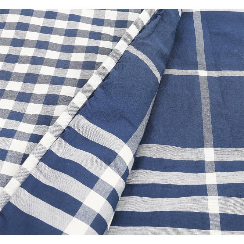 Banbury Plaid Navy and Ivory Cotton Queen Comforter Set