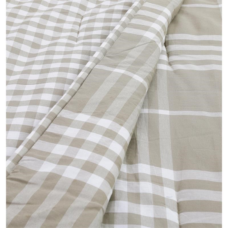 Banbury Plaid Linen and Ivory Cotton Twin Comforter Set