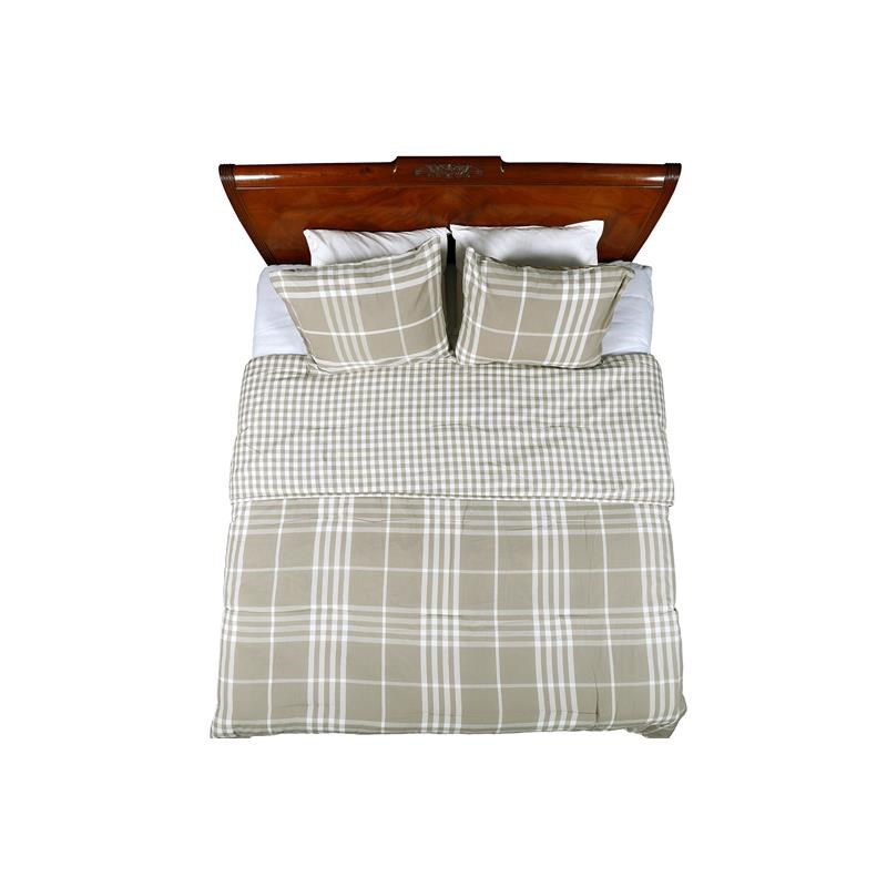 Banbury Plaid Linen and Ivory Cotton King Comforter Set